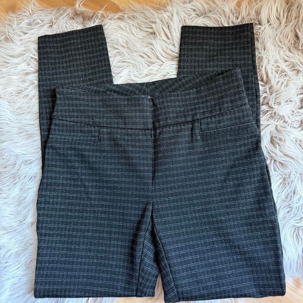Women's black checkered ponte knit pants Size S New W/O tags!